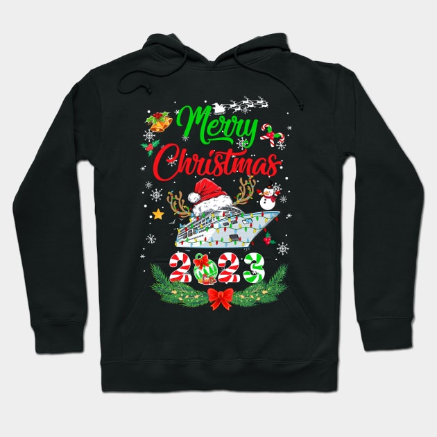 Merry Cruisemas 2023 Christmas Santa Reindeer Cruise Funny Hoodie by James Green